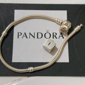 Pandora Sterling Silver 7.0" Starter Bracelet & I Love You Charm 790200 …